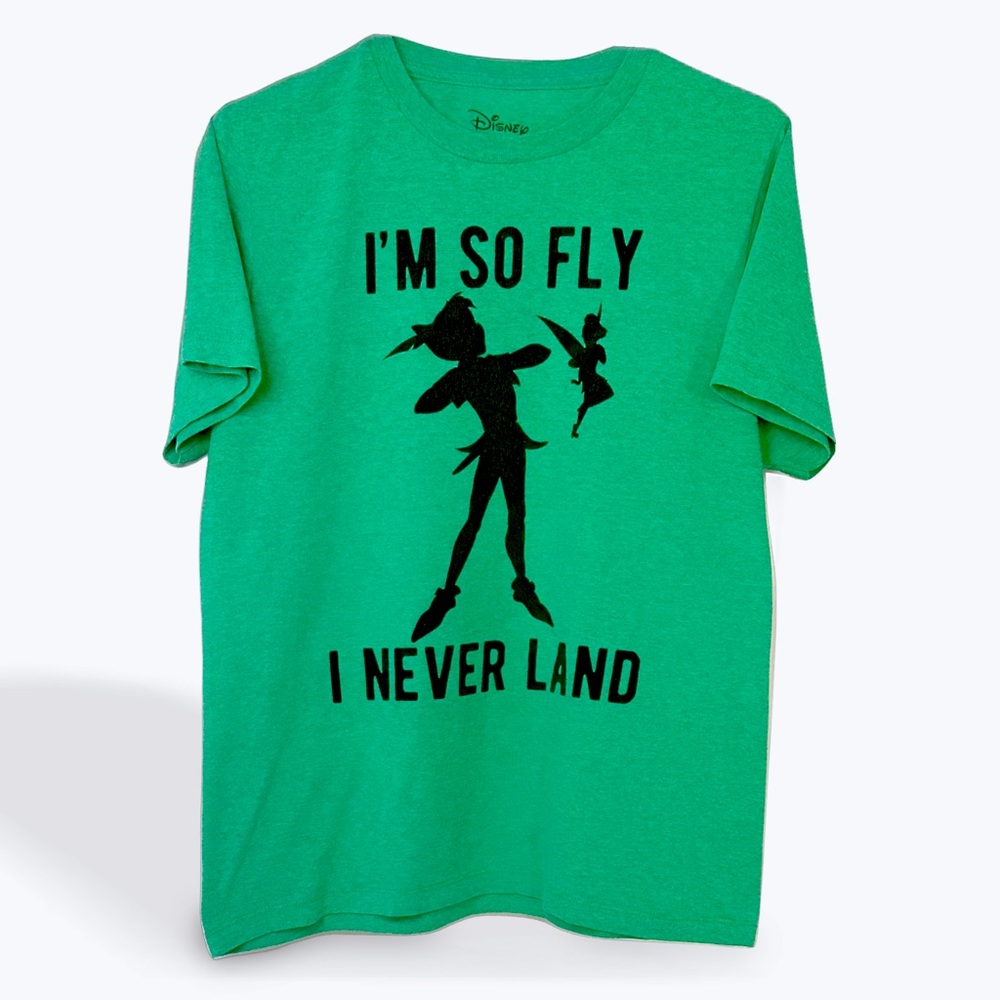 DISNEY Women’s Peter Pan Green and Black Short Sleeve T-shirt Size Medium